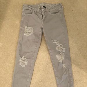 American Eagle Next Level Stretch Gray Ripped Jean